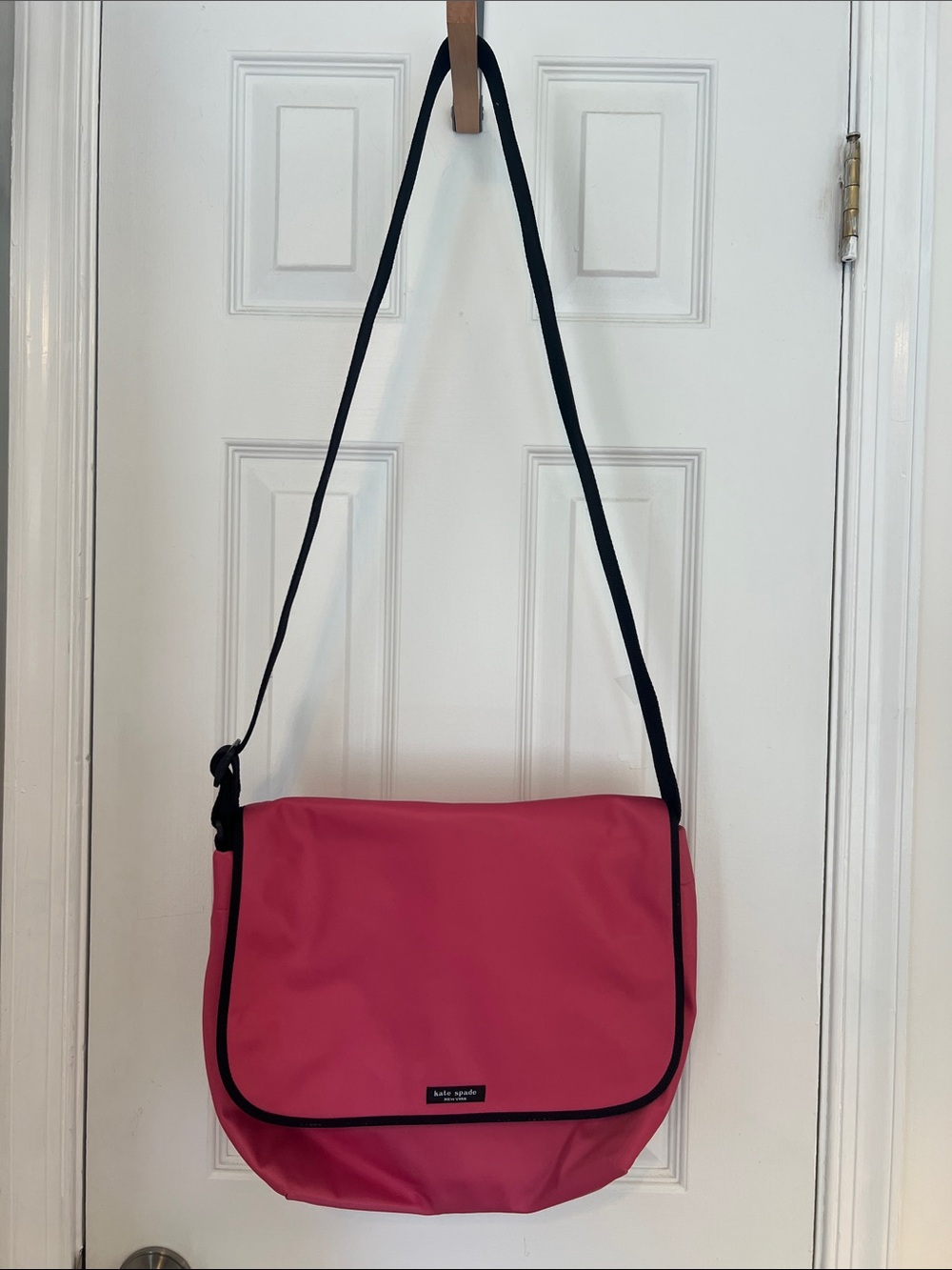 kate spade Nylon Pink Crossbody Bag with Black Trim